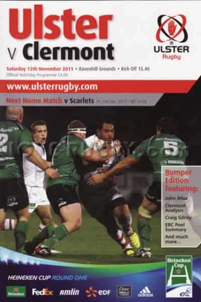 2011 Ulster v Clermont Auvergne  Rugby Programme